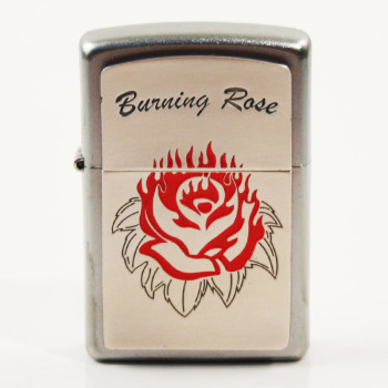 Zippo satin finish Plakette Burning Rose Emblem 2001678 - 1