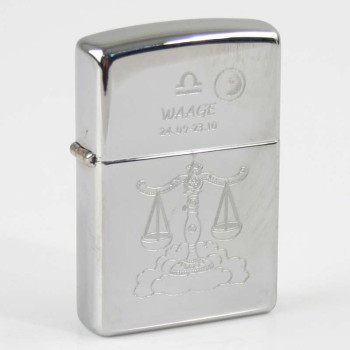 ZIPPO chrom poliert Waage Ha in kleiner Holzbox - 1