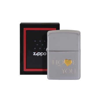 ZIPPO chrom poliert Emlem Herz "I love YOU" - 1
